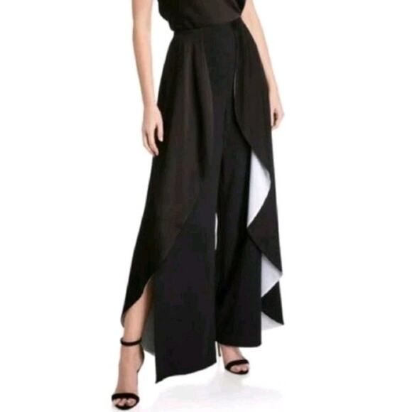 ALICE + OLIVIA Laia Cascading Panel Wide-Leg Pants Size 4- New Black/White - Picture 1 of 11